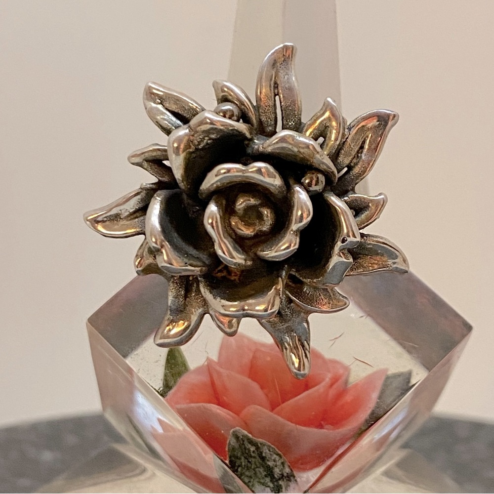 Vintage 925 Silver Spring Rose Ring (Size 7 1/2 & 8)